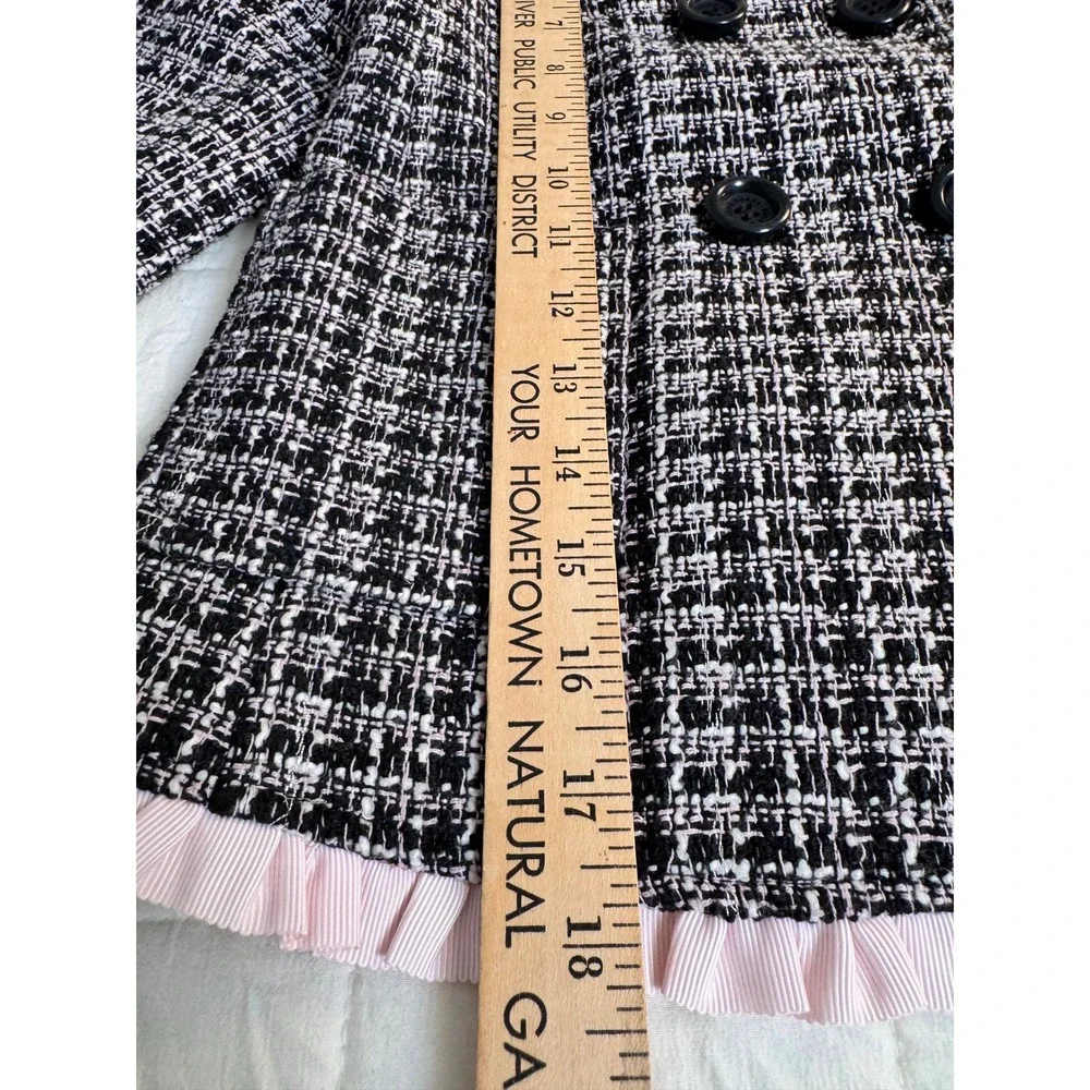 Kate Spade New York Fancy Tweed Double Breasted Ruffle Trim Jacket‎ Kids 3Y